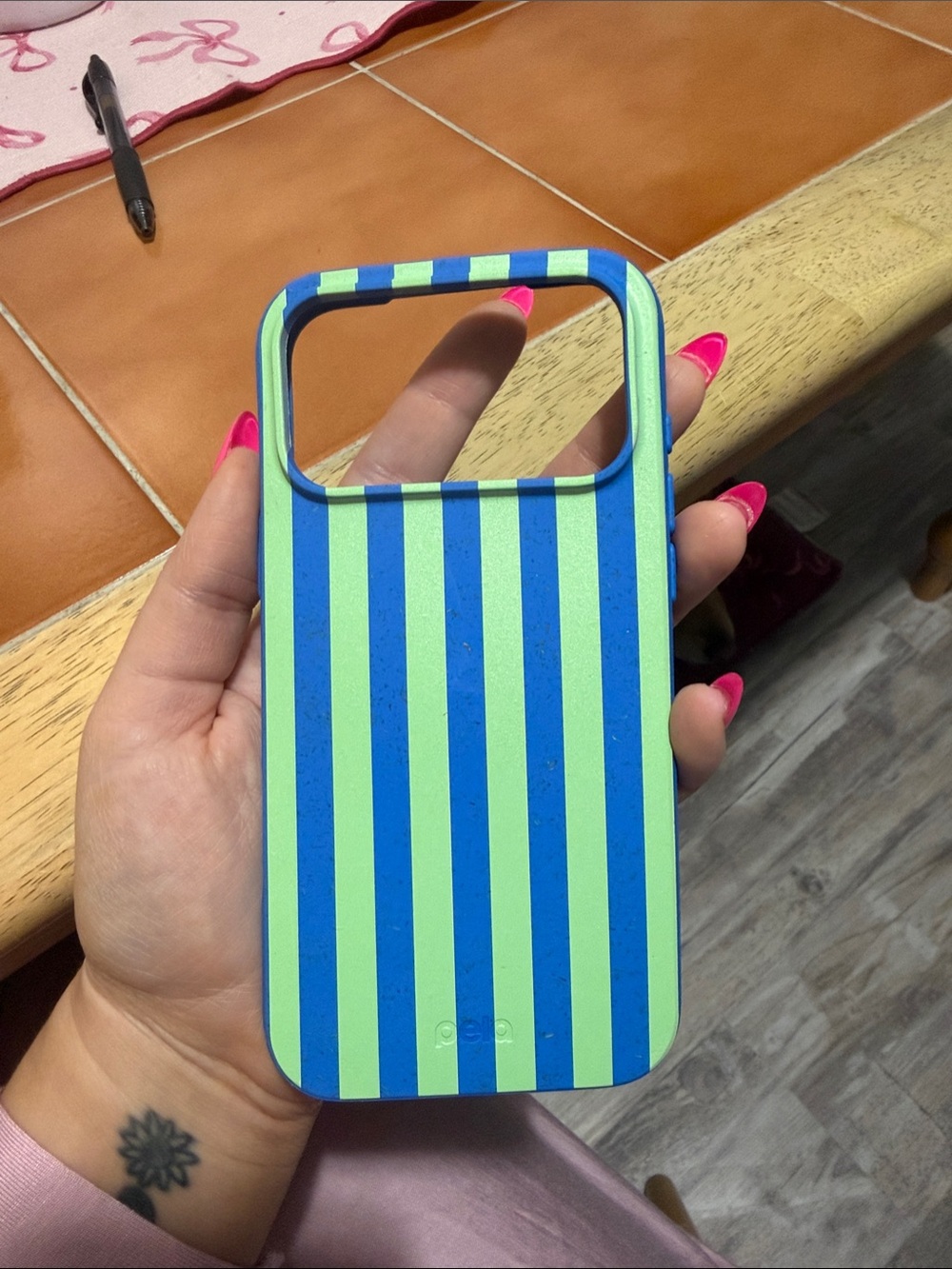 Striped Blue & Light Green Phone Case - Unknown Brand